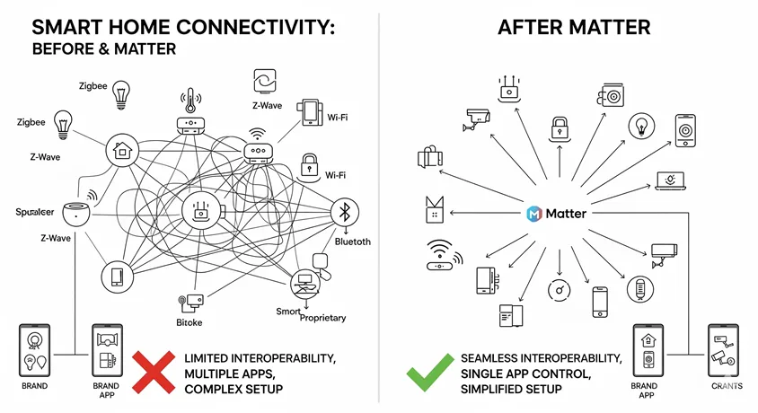 Before vs after Matter interoperability in smart homes