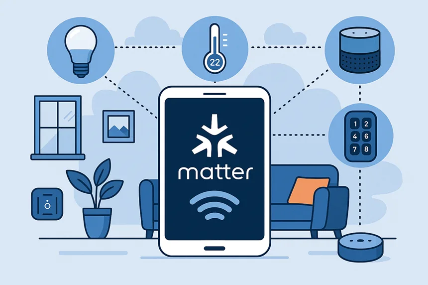 the concept of interconnected smart devices powered by the Matter protocol