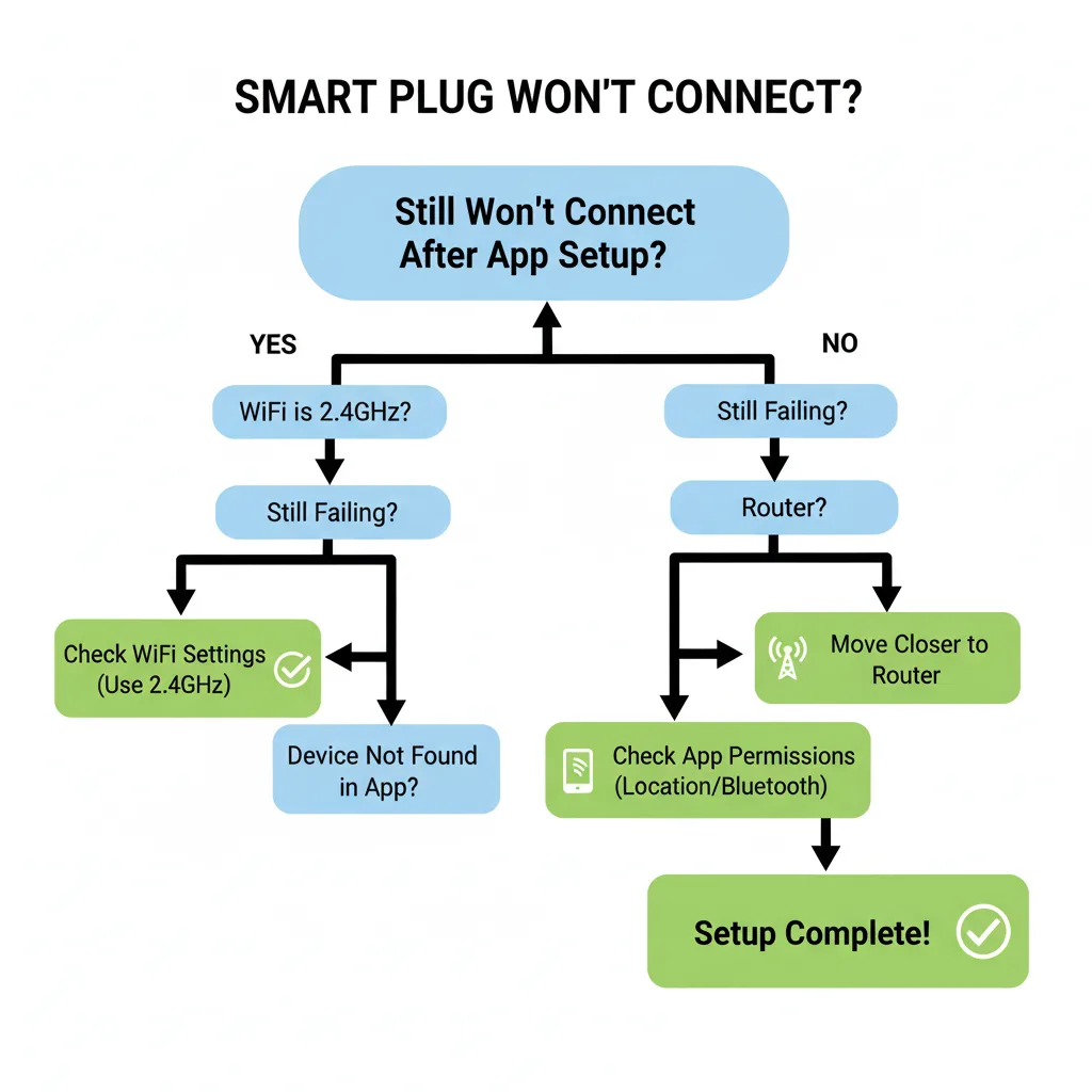 Smart plug troubleshooting flowchart - fix connection problems