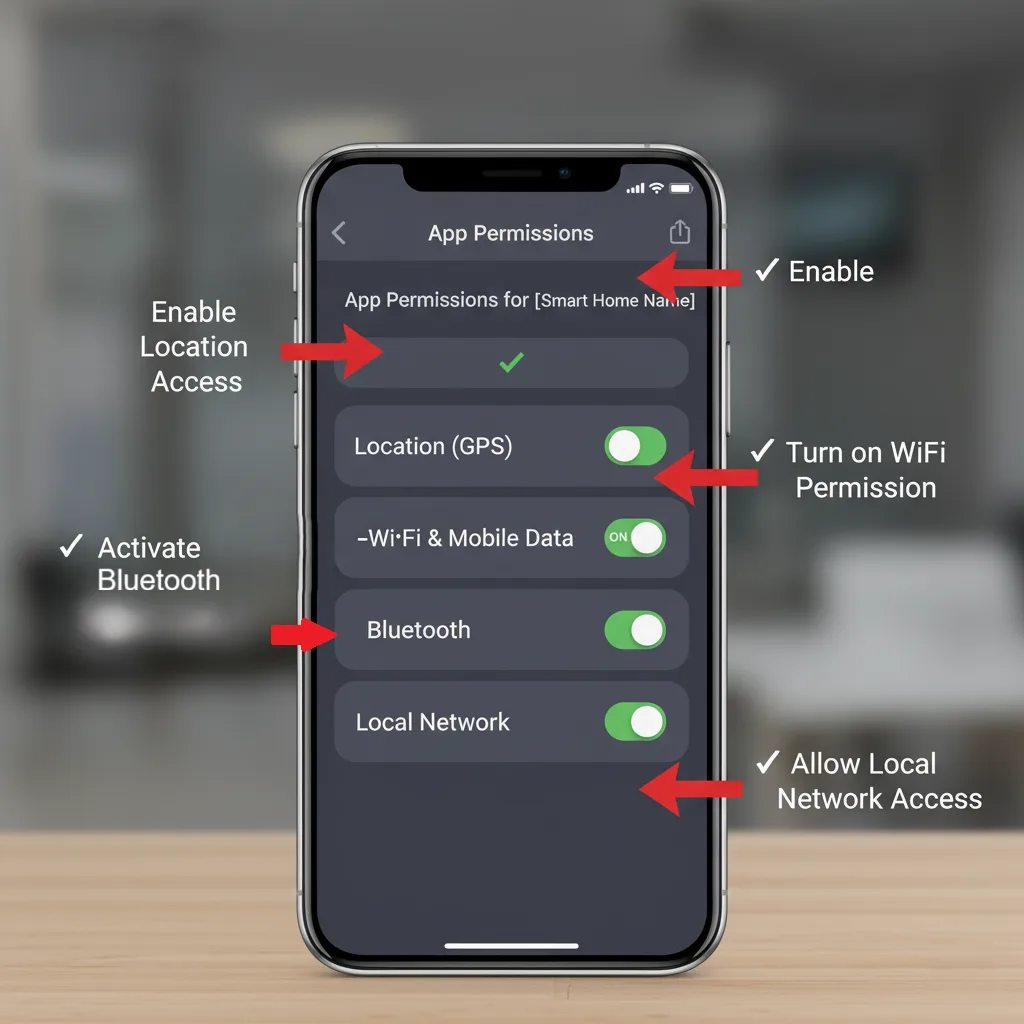 Required app permissions for smart plug setup - iOS and Android
